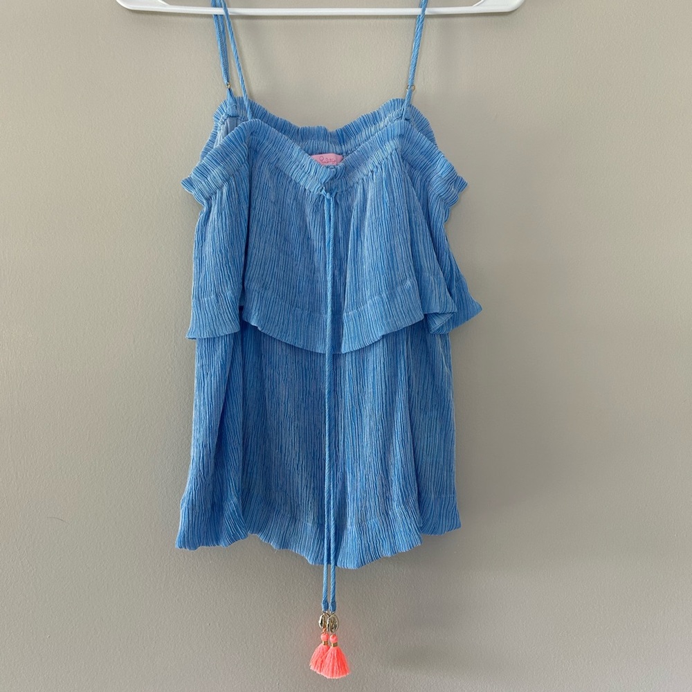 NWOT Lilly Pulitzer Mays Top in Lapis Blue Summer Seersucker